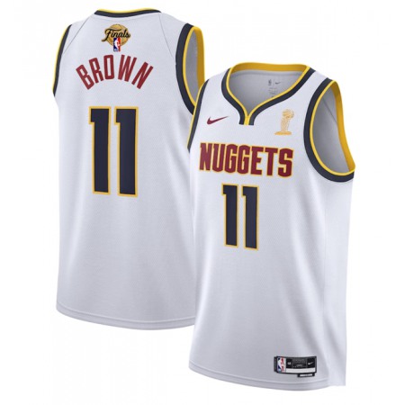 Men's Denver Nuggets #11 Bruce Brown White 2023 Finals Association Edition Stitched Basketball Jersey