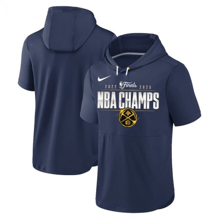 Men's Denver Nuggets Navy Champions Performance Short Sleeve Pullover Hoodie