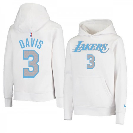 Men's Los Angeles Lakers #3 Anthony Davis 2021 White Pullover Hoodie