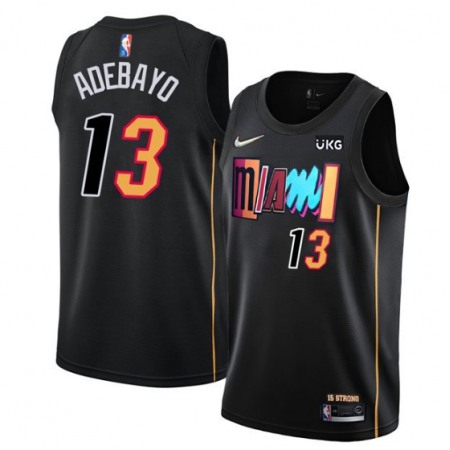 Men's Miami Heat #13 Bam Adebayo 2021/2022 Black City Edition 75th Anniversary Stitched Jersey