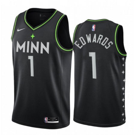 Men's Minnesota Timberwolves #1 Anthony Edwards Black City Swingman Stitched Jersey