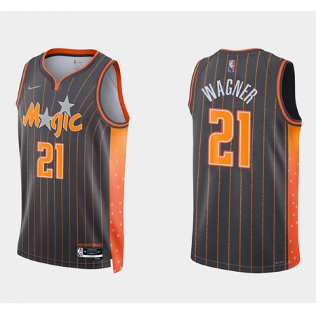 Men's Orlando Magic #21 Moritz Wagner 2021/22 City Edition Black 75th Anniversary Stitched Swingman Jersey