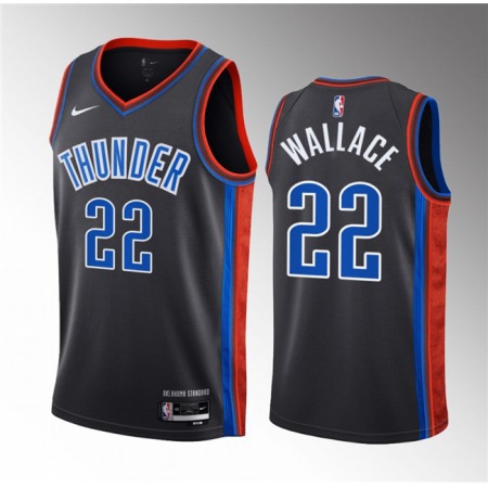 Men's Oklahoma City Thunder #22 Cason Wallace Black 2023 Draft City Edition Stitched Basketball Jersey