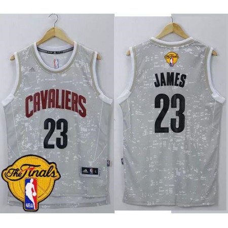 Cavaliers #23 LeBron James Grey City Light The Finals Patch Stitched NBA Jersey