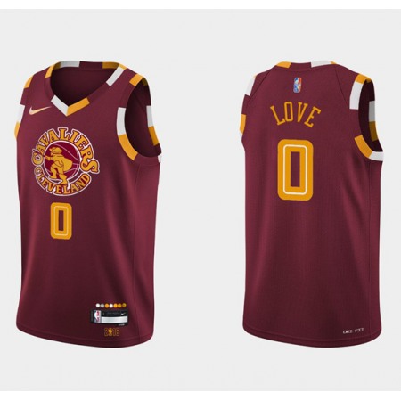 Men's Cleveland Cavaliers #0 Kevin Love Wine Red 2021/2022 75th Anniversary City Edition Swingman Stitched Jersey