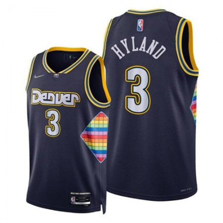 Men's Denver Nuggets #3 Nah'Shon Hyland Navy 2021/22 City Edition 75th Anniversary Stitched Jersey