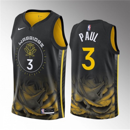 Men's Golden State Warriors #3 Chris Paul Black City Edition Stitched Basketball Jersey