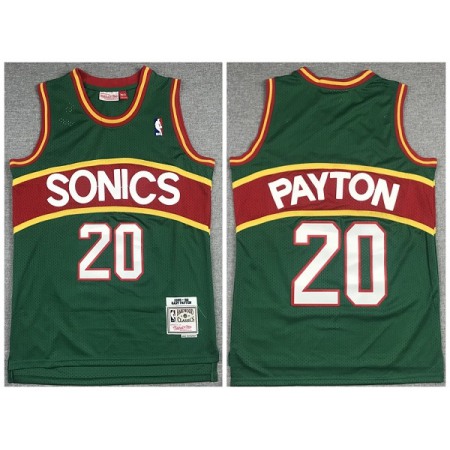 Men's Oklahoma City Thunder #20 Gary Payton Green 1995-96 Throwback SuperSonics Stitched Jersey