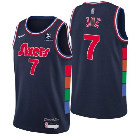 Men's Philadelphia 76ers #7 Isaiah Joe 2021/22 City Edition Navy 75th Anniversary Stitched Swingman Jersey