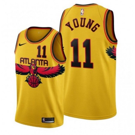 Men's Atlanta Hawks #11 Trae Young 2021/22 Yellow City Edition Stitched Jersey