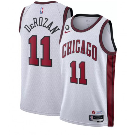 Men's Chicago Bulls #11 DeMar DeRozan White 2022/23 City Edition With NO.6 Patch Stitched Basketball Jersey