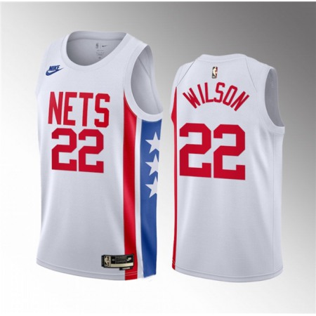 Men's Brooklyn Nets #22 Jalen Wilson White 2023 Draft Classic Edition Stitched Basketball Jersey