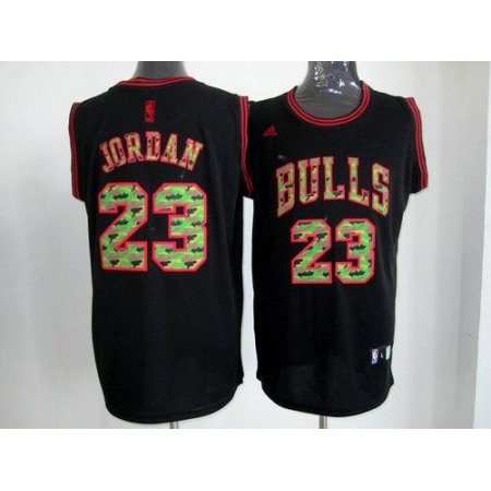 Bulls #23 Michael Jordan Black Camo Fashion Stitched NBA Jersey