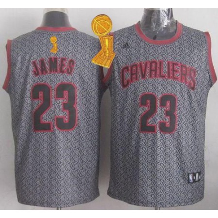 Cavaliers #23 LeBron James Grey Static Fashion The Champions Patch Stitched NBA Jersey