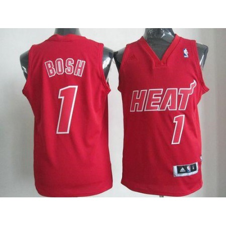 Heat #1 Chris Bosh Red Big Color Fashion Stitched NBA Jersey