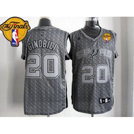 Spurs #20 Manu Ginobili Grey Static Fashion Finals Patch Stitched NBA Jersey