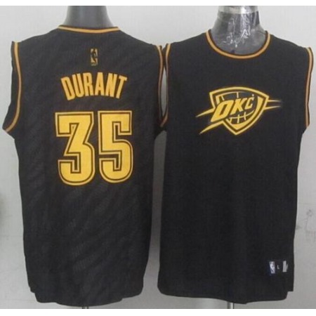 Thunder #35 Kevin Durant Black Precious Metals Fashion Stitched NBA Jersey