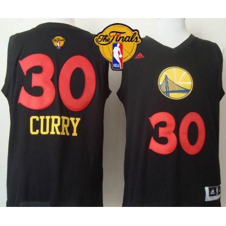 Warriors #30 Stephen Curry Black New Fashion The Finals Patch Stitched NBA Jersey