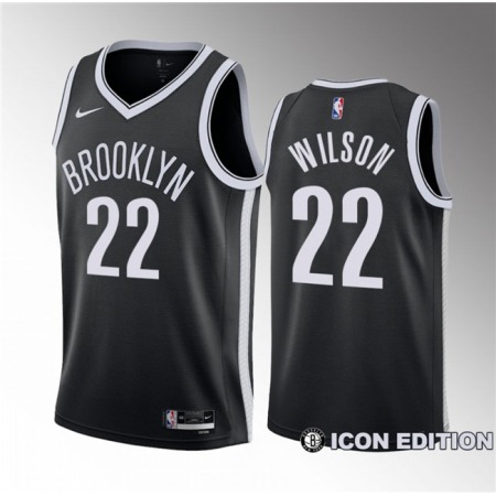 Men's Brooklyn Nets #22 Jalen Wilson Black 2023 Draft Icon Edition Stitched Basketball Jersey