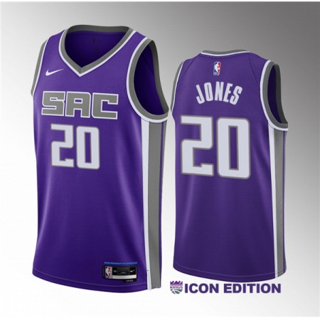 Men's Sacramento Kings #20 Colby Jones Purple 2023 Draft Icon Edition Stitched Jersey