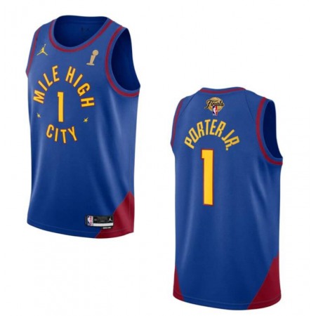 Men's Denver Nuggets #1 Michael Porter Jr. Blue 2023 Finals Champions Statement Edition Stitched Basketball Jersey