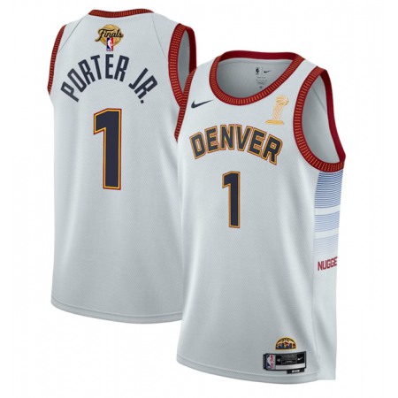 Men's Denver Nuggets #1 Michael Porter Jr. White 2023 Finals Champions Icon Edition Stitched Basketball Jersey