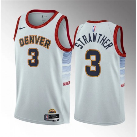 Men's Denver Nuggets #3 Julian Strawther White 2023 Draft Icon Edition Stitched Basketball Jersey