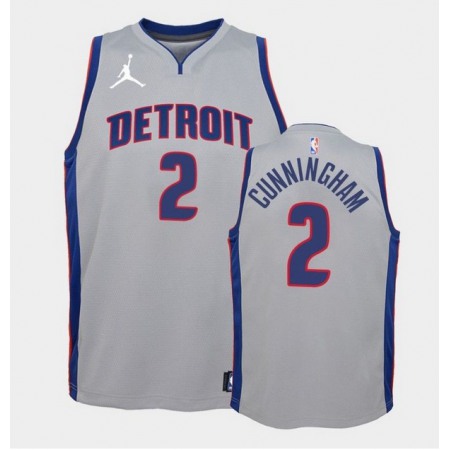 Men's Detroit Pistons #2 Cade Cunningham Gray Statement Edition Stitched Jersey