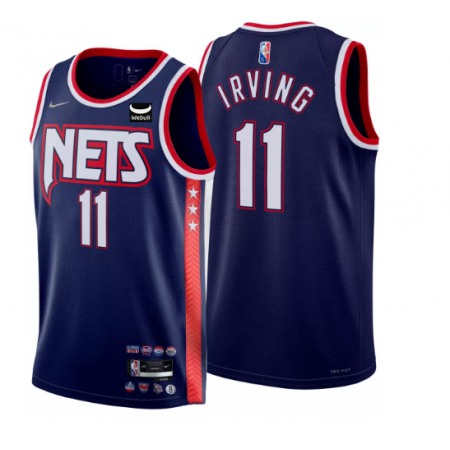 Men's Brooklyn Nets #11 Kyrie Irving 2021/22 Navy Swingman City Edition 75th Anniversary Stitched Basketball Jersey