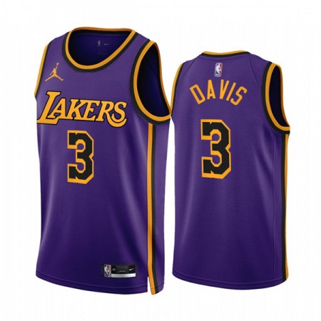 Men's Los Angeles Lakers #3 Anthony Davis 2022/23 Purple Statement Edition Stitched Basketball Jersey