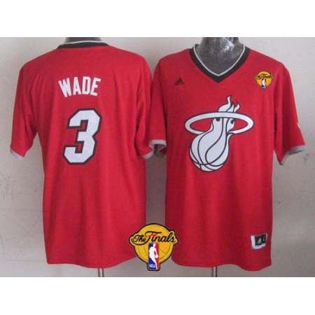 Heat #3 Dwyane Wade Red 2013 Christmas Day Swingman Finals Patch Stitched NBA Jersey