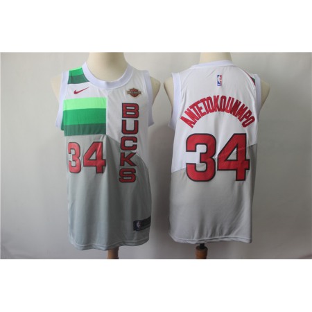 Men's Milwaukee Bucks #34 Giannis Antetokounmpo White 2018/19 Earned Edition Swingman Stitched NBA Jersey