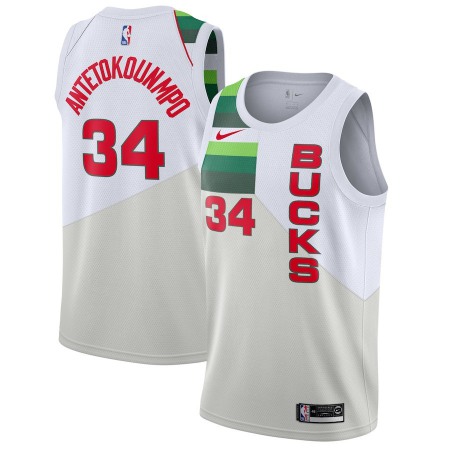 Men's Milwaukee Bucks #34 Giannis Antetokounmpo White 2019 Earned Edition Swingman Stitched NBA Jersey