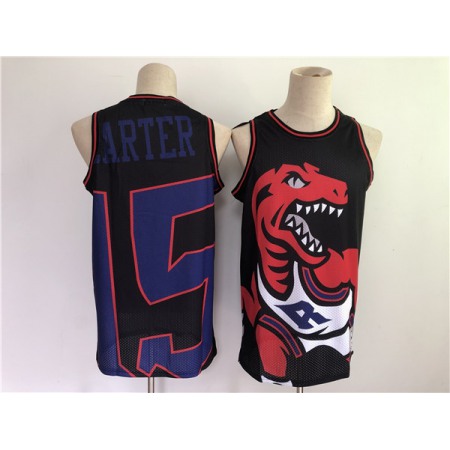 Men's Toronto Raptors #15 Vince Carter Black Big Face Throwback Stitched Jersey