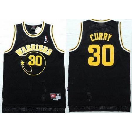 Warriors #30 Stephen Curry Black Nike Throwback Stitched NBA Jersey