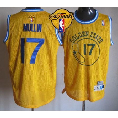 Warriors #17 Chris Mullin Gold Throwback The Finals Patch Stitched NBA Jersey