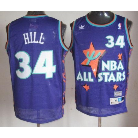 Cavaliers #34 Tyrone Hill Purple 1995 All Star Throwback Stitched NBA Jersey