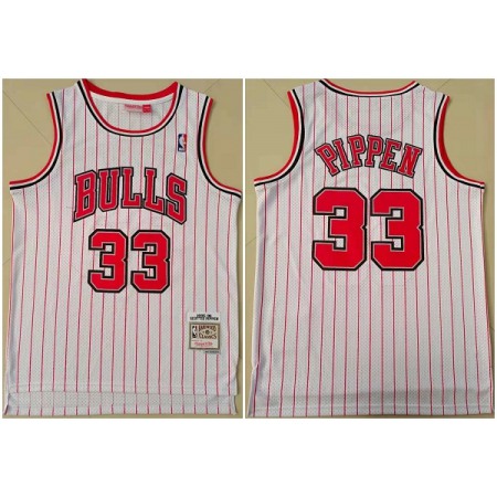 Men's Chicago Bulls #33 Scottie Pippen White Throwback Stitched Jersey