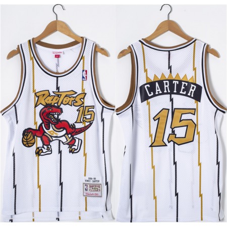 Men's Toronto Raptors #15 Vince Carter White Throwback Stitched Jersey