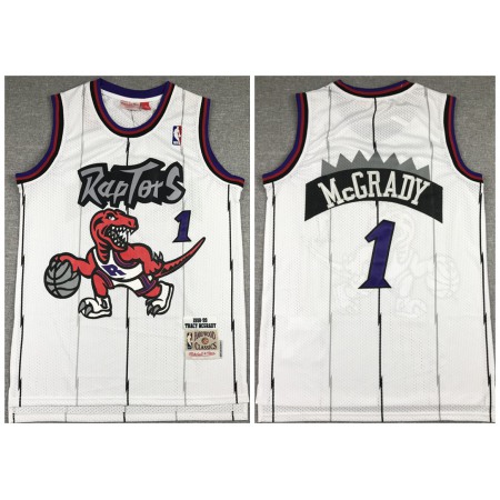 Men's Toronto Raptors #1 Tracy Mcgrady White Throwback Stitched Jersey