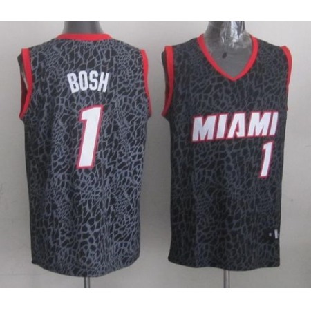 Heat #1 Chris Bosh Black Crazy Light Stitched NBA Jersey