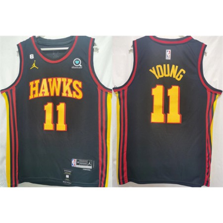 Men's Atlanta Hawks #11 Trae Young Black Stitched Jersey