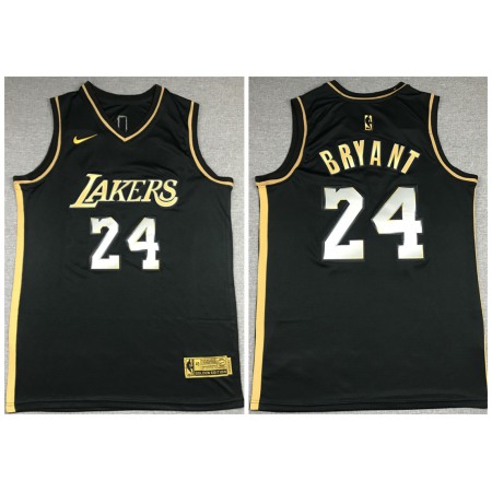 Men's Los Angeles Lakers #24 Kobe Bryant Black Gold Edition New Blue Silver Logo 2020-21 Stitched Jersey