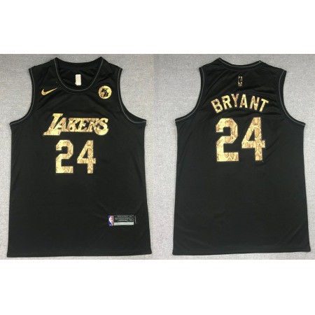 Men's Los Angeles Lakers #24 Kobe Bryant Black Mamba Snake With Gold KB Patch And Number Stitched NBA Jersey