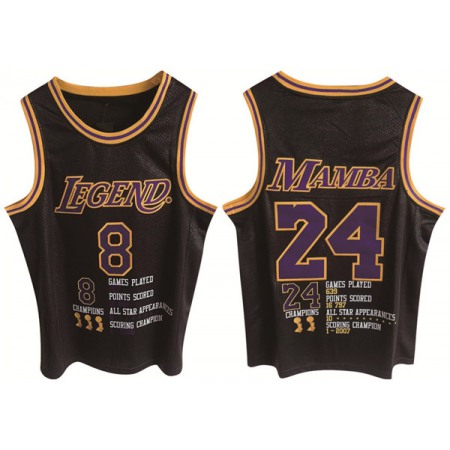 Men's Los Angeles Lakers Front #8 Back #24 Kobe Bryant Black Print Basketball Jersey