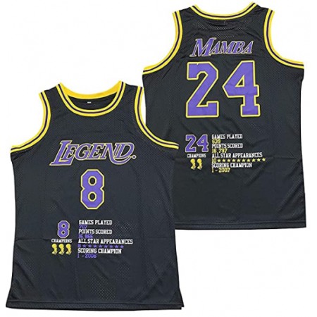 Men's Los Angeles Lakers Front #8 'Legend' Back #24 'Mamba' Kobe Bryant Black Stitched Jersey