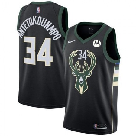 Men's Milwaukee Bucks #34 Giannis Antetokounmpo Black Stitched Basketball Jersey