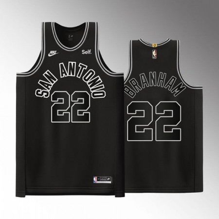 Men's San Antonio Spurs #22 Malaki Branham Black Stitched Basketball Jersey