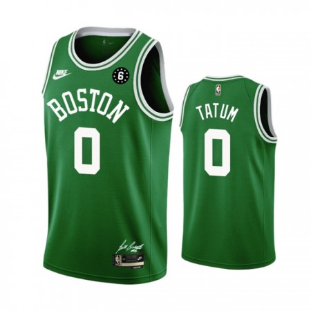 Men's Boston Celtics #0 Jayson Tatum Green No.6 Patch Stitched Basketball Jersey