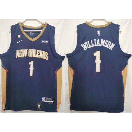 Men's New Orleans Pelicans #1 Zion Williamson Navy Stitched Basketball Jersey